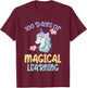 100 Days Of Magical Learning 100th Day Of School Unicorn T-Shirt - T-Shirt | Maroon