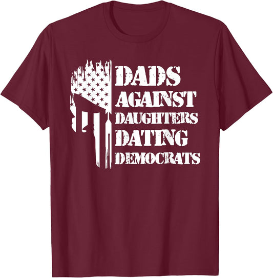 Dads Against Daughters Dating Democrats - Patriotic Skull T-Shirt - T-Shirt | Maroon
