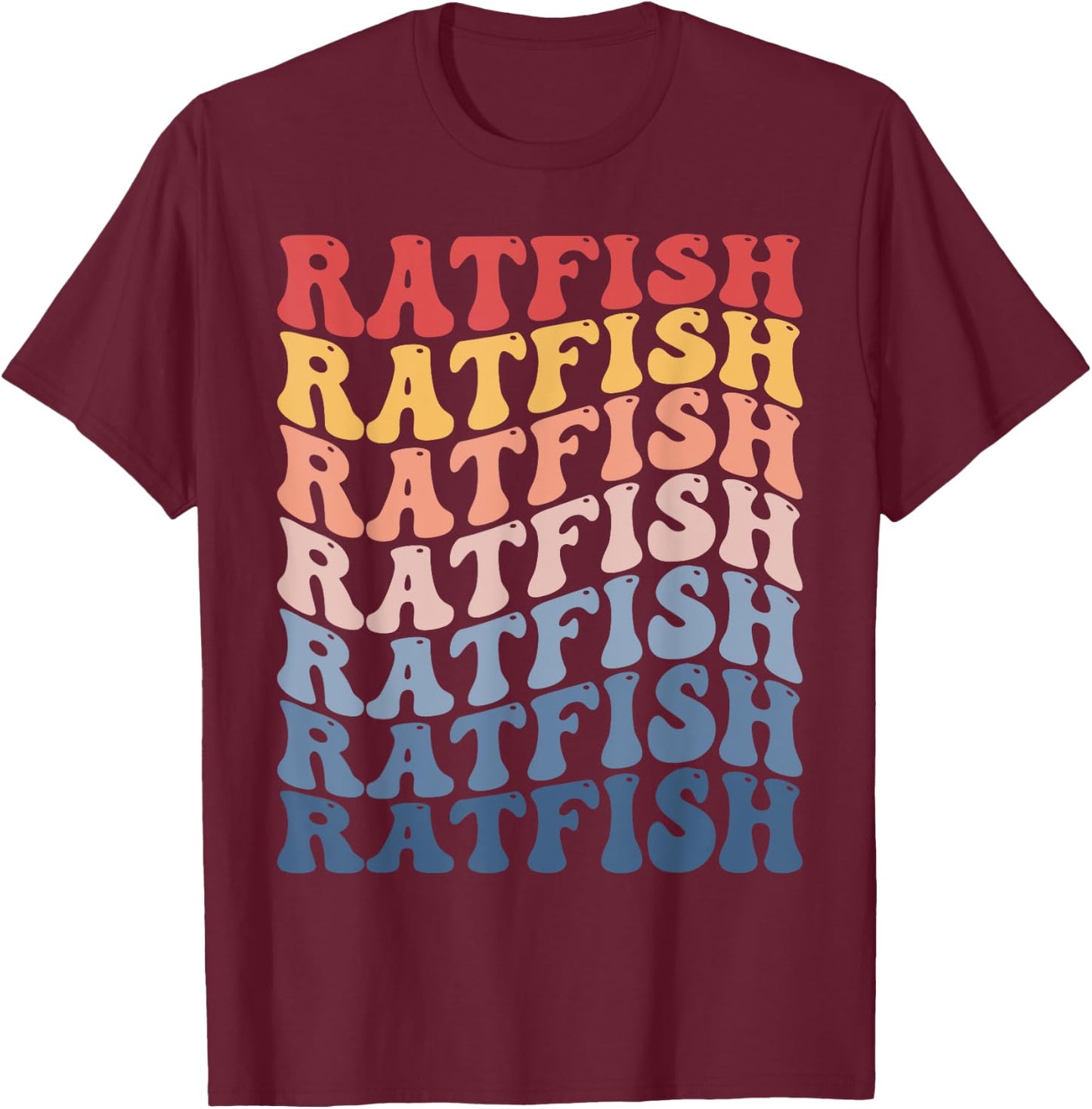 Ratfish Groovy Retro Fish T-Shirt - T-Shirt | Maroon