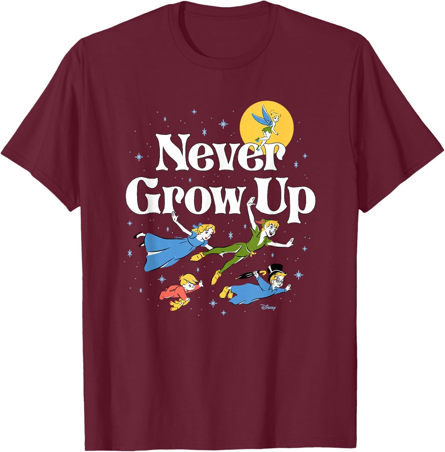 Peter Pan - Never Grow Up Characters T-Shirt - T-Shirt | Maroon