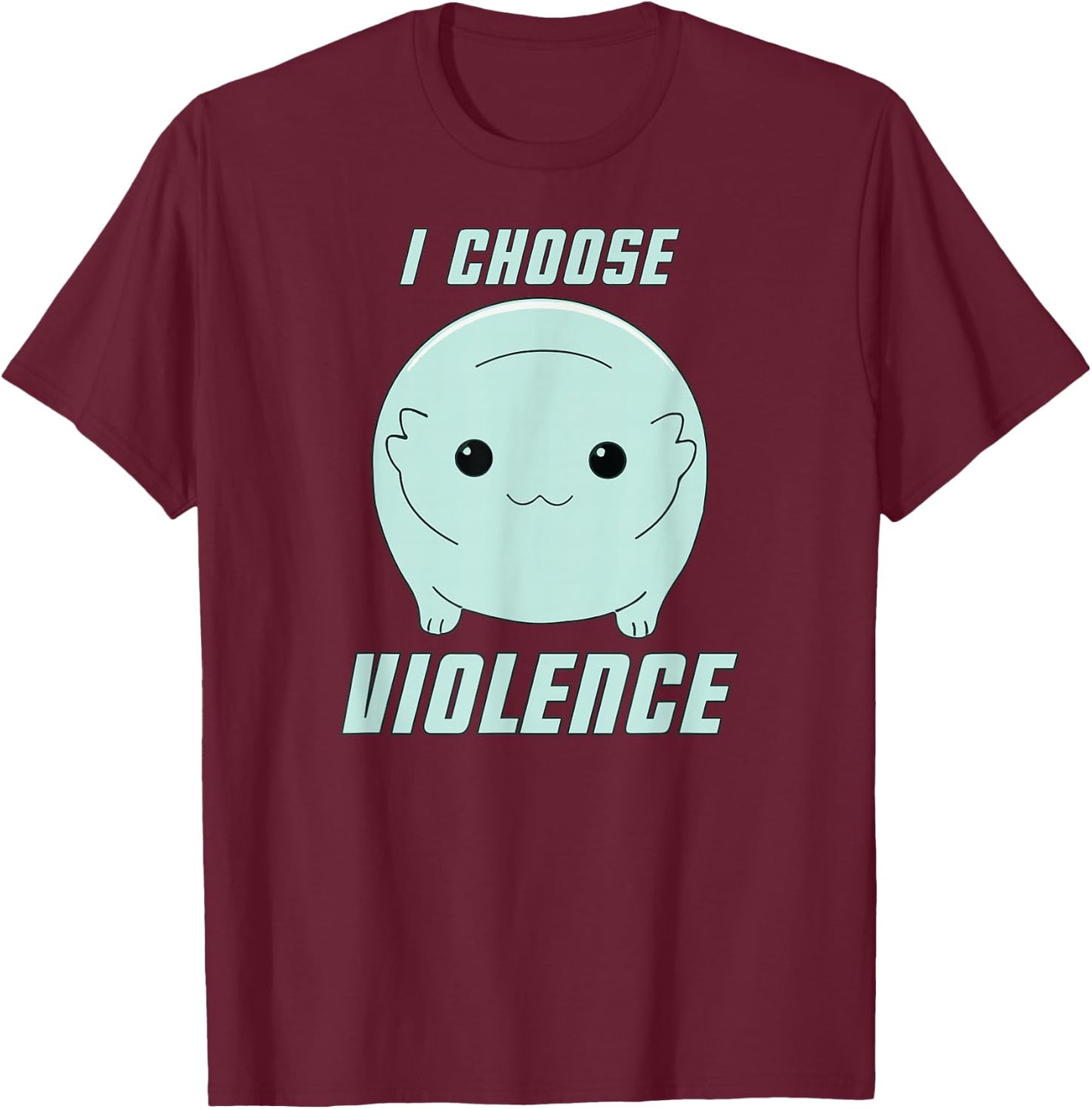 Moopsy Chooses Violence (Light Text) T-Shirt - T-Shirt | Maroon