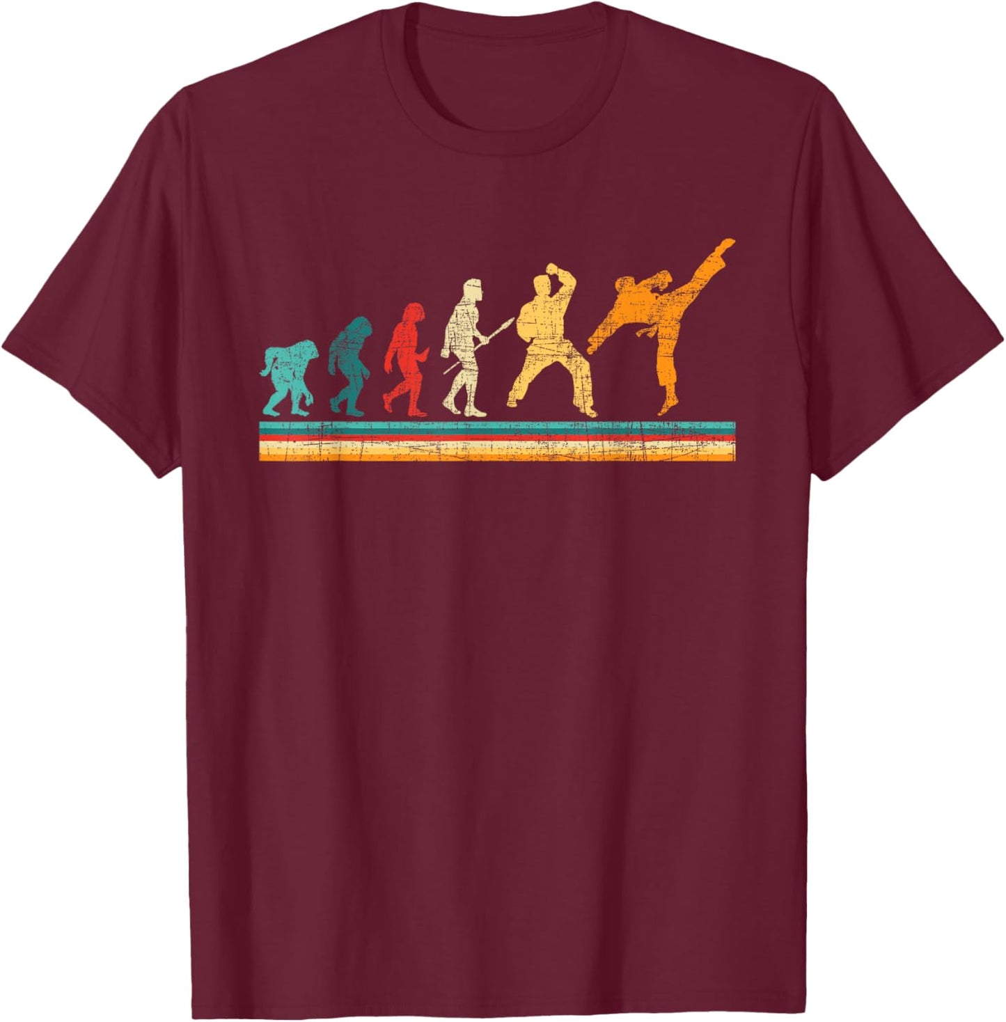 Evolution Of Karate - Martial Arts Coach Karateka Taekwondo T-Shirt - T-Shirt | Maroon