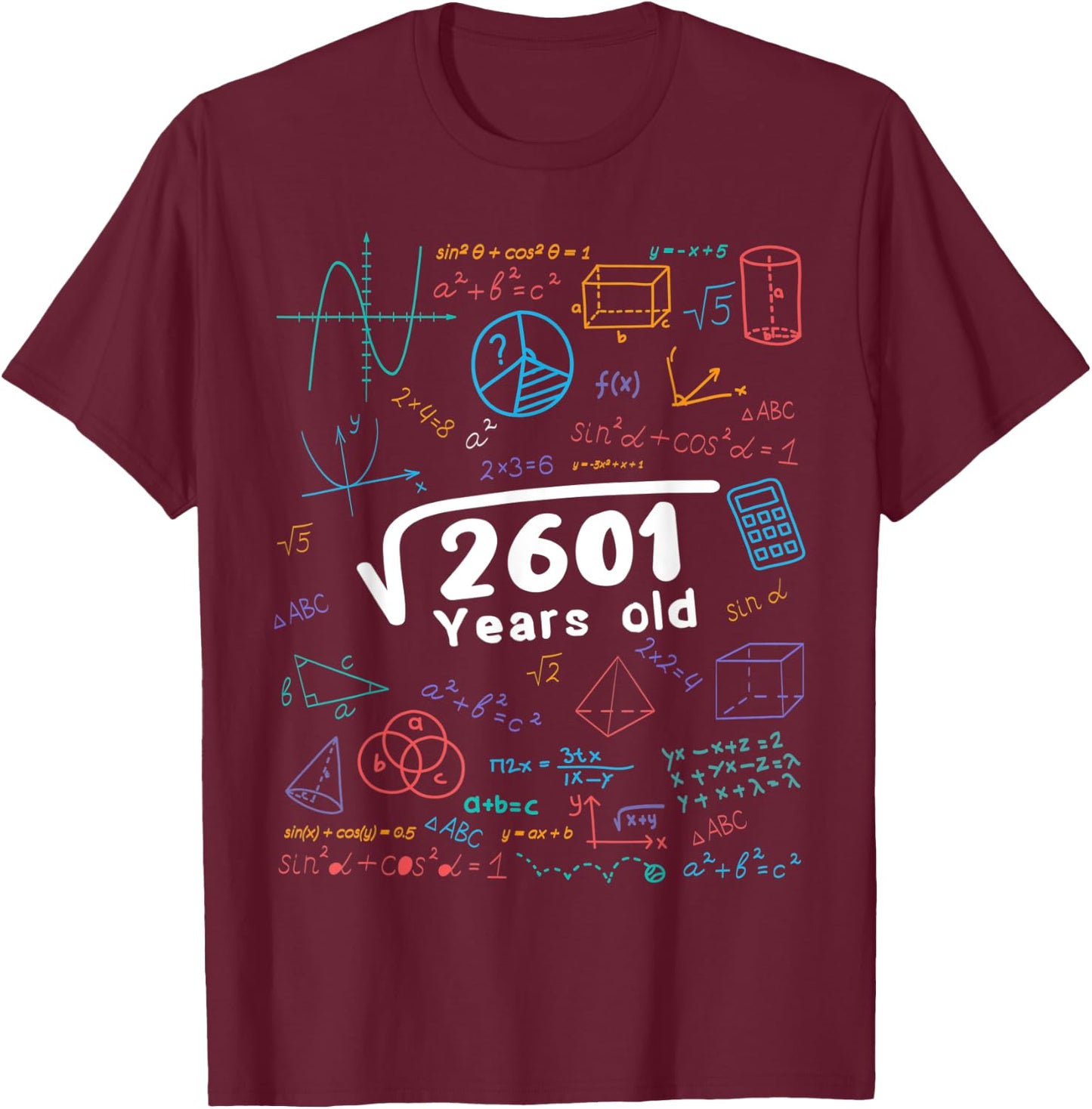 51 Year Old Men Women 51th Birthday Gift Square Root Of 2601 T-Shirt - T-Shirt | Maroon