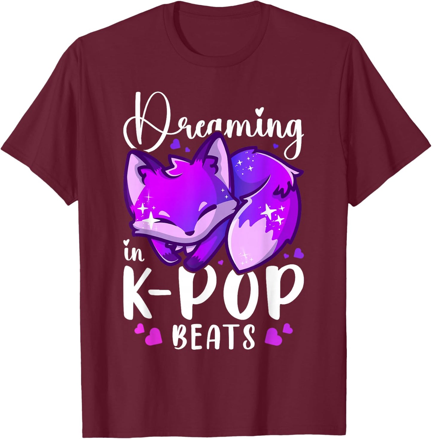 K-Pop Music & Dreams, Sleep Fox, K-Pop Sleep T-Shirt - T-Shirt | Maroon