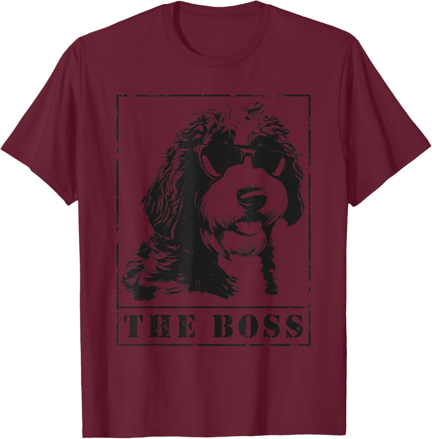 The Funny Sheepadoodle Boss Mom Dad Dog Lover T-Shirt - T-Shirt | Maroon