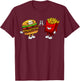 Cute Hamburger Art Men Women Hamburger French Fries Lovers T-Shirt - T-Shirt | Maroon