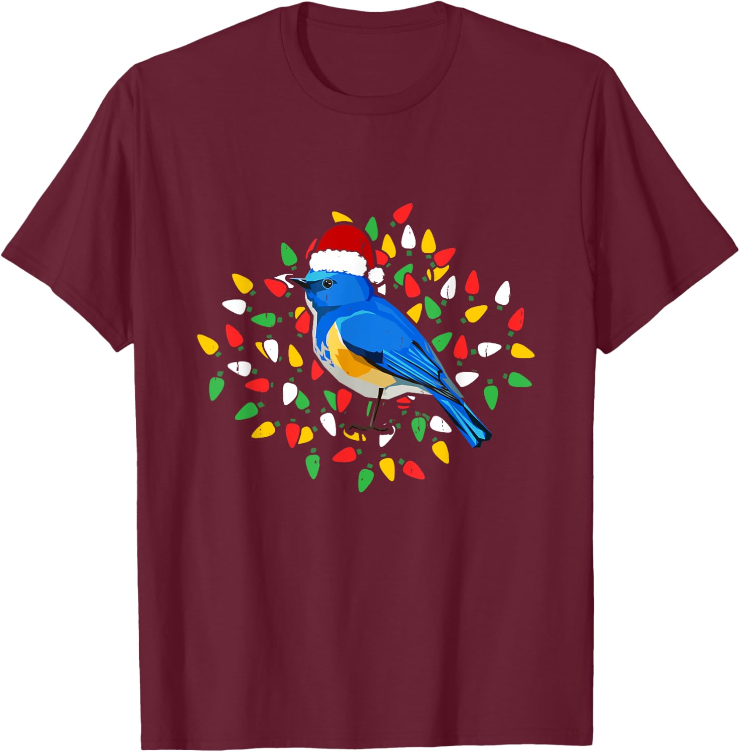 Holiday Xmas Santa Hat Himalayan Bluetail Bird Christmas T-Shirt - T-Shirt | Maroon