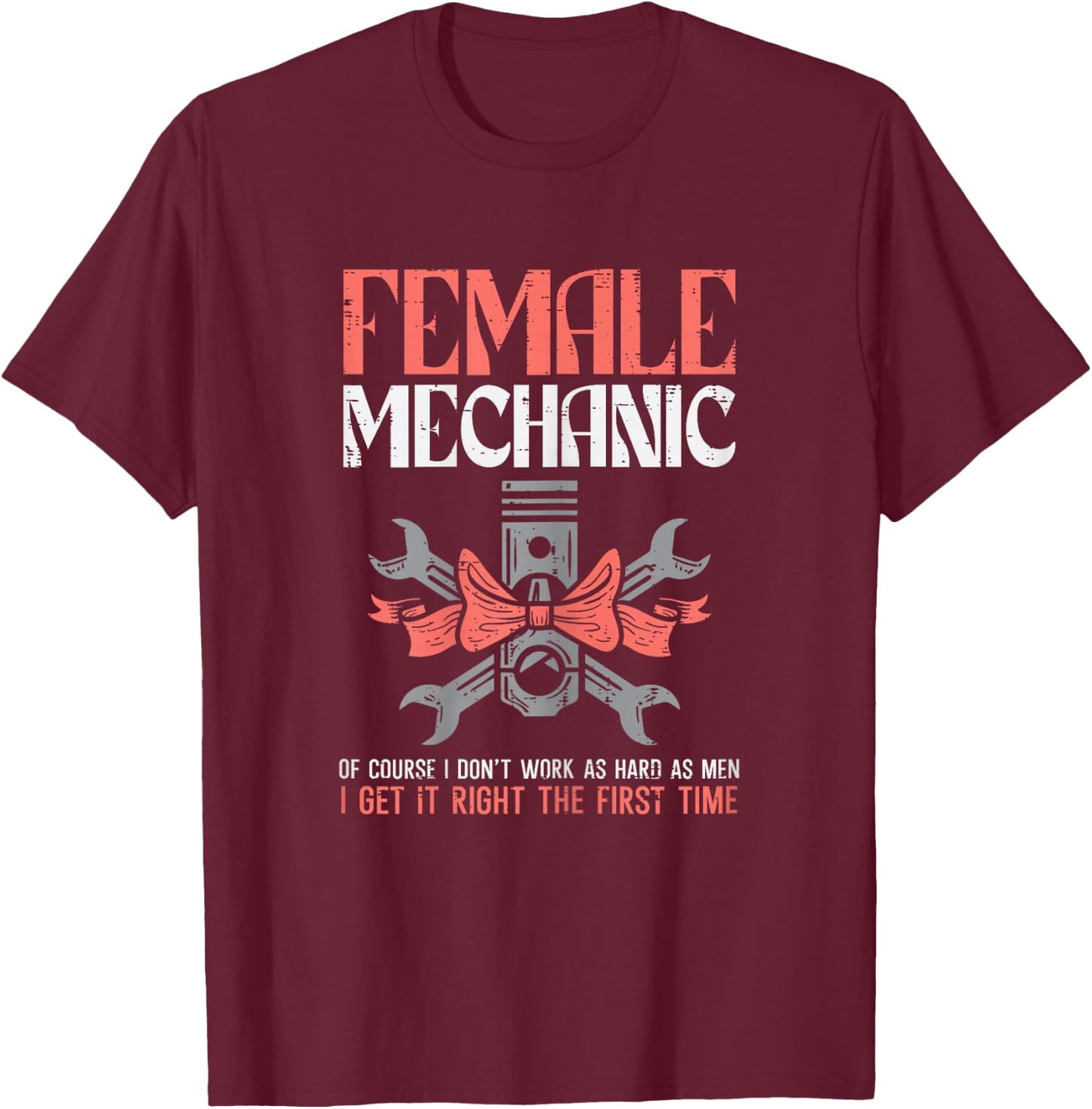 Female Mechanic Funny Car Auto Garage Women Mom T-Shirt - T-Shirt | Maroon