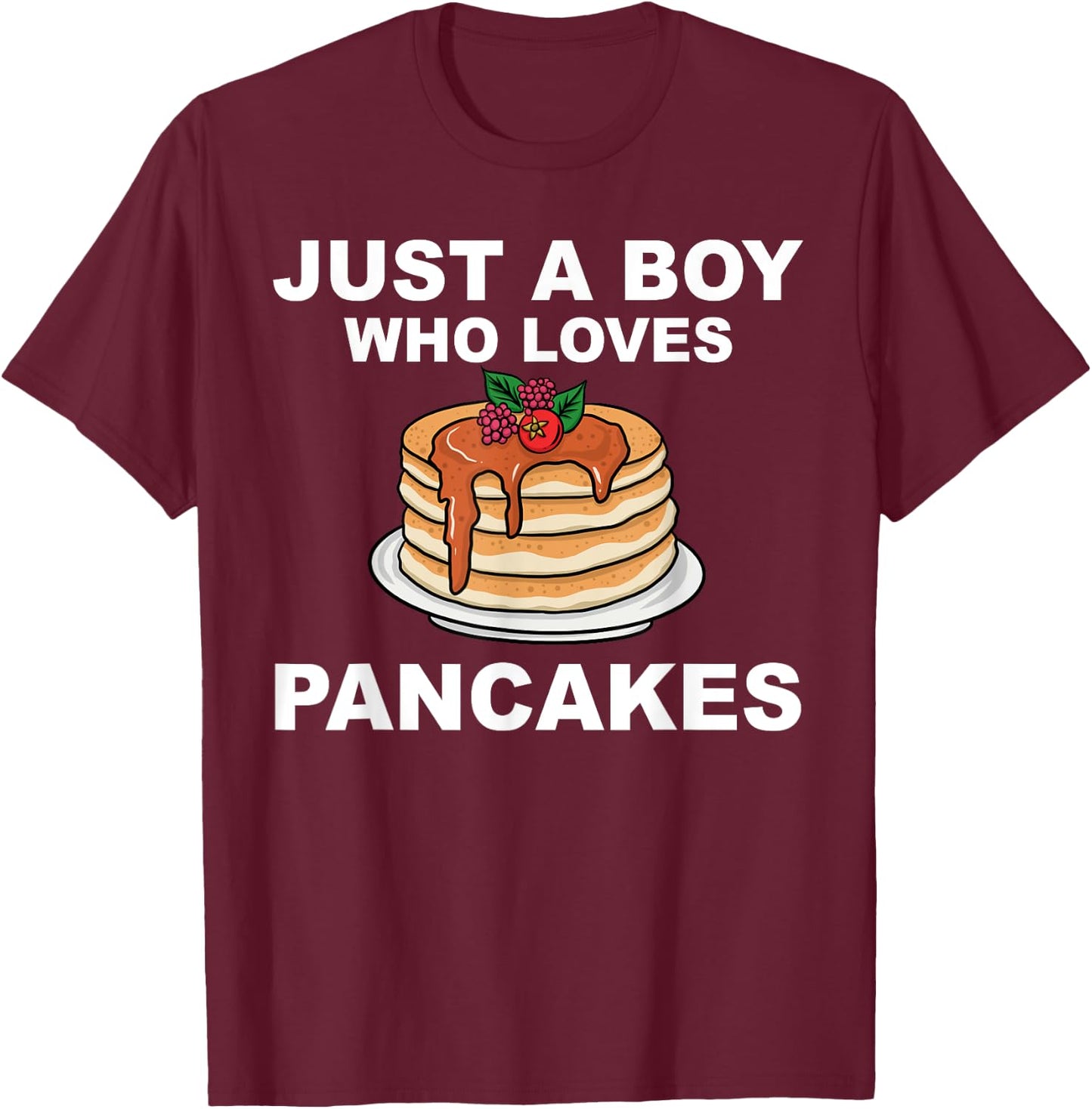 Cute Pancake Art Men Boys Pancake Maker Flapjack Pancakes T-Shirt - T-Shirt | Maroon
