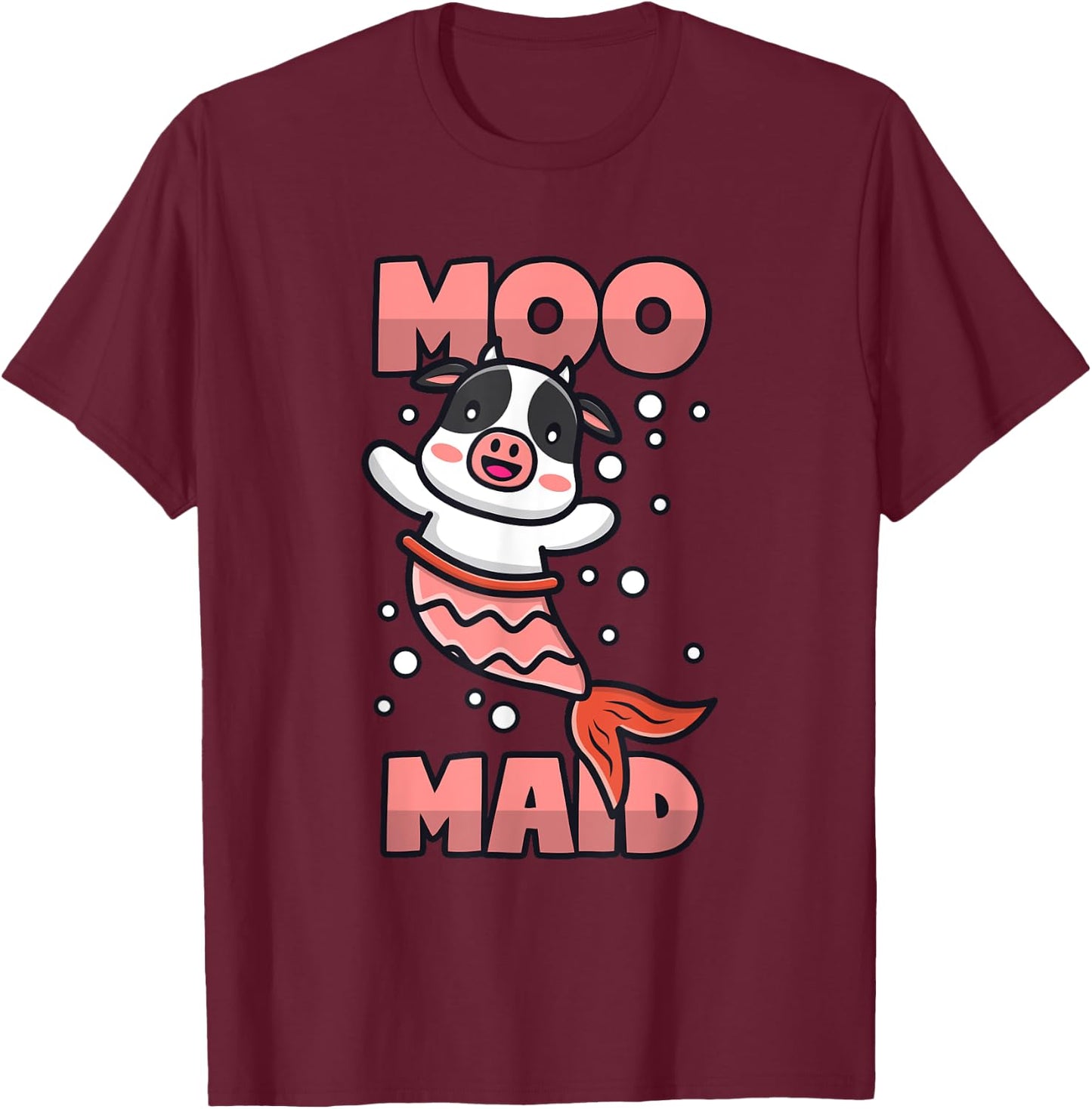Mermaid Cow T-Shirt - T-Shirt | Maroon