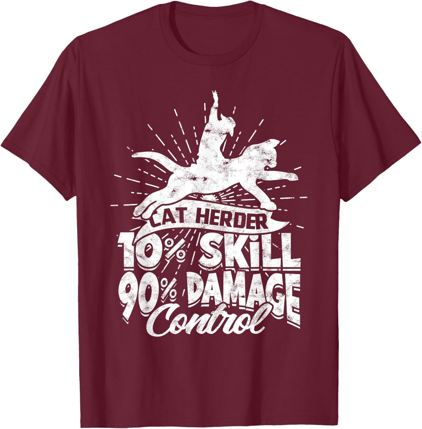 Cat Herding Champion Professional Cat Herder T-Shirt - T-Shirt | Maroon