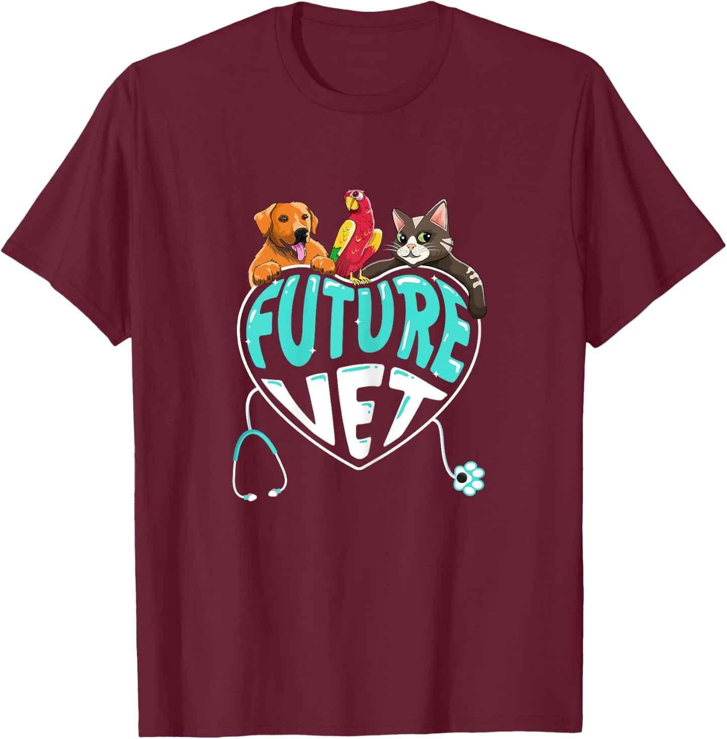 Future Vet - Cute Aspiring Veterinarian Student T-Shirt - T-Shirt | Maroon