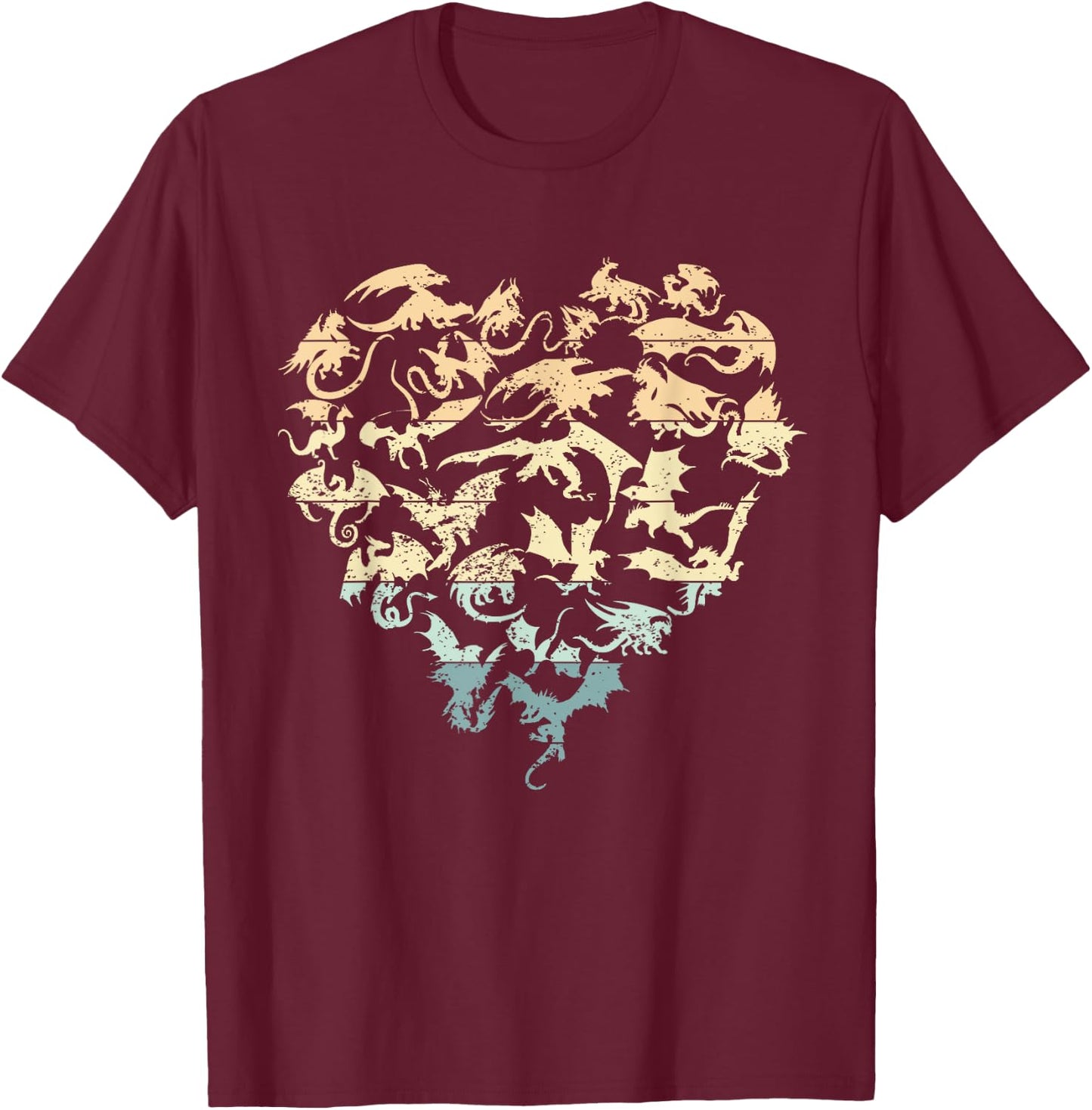 Dragons Love Heart of Kids women Teen Girls T-Shirt - T-Shirt | Maroon
