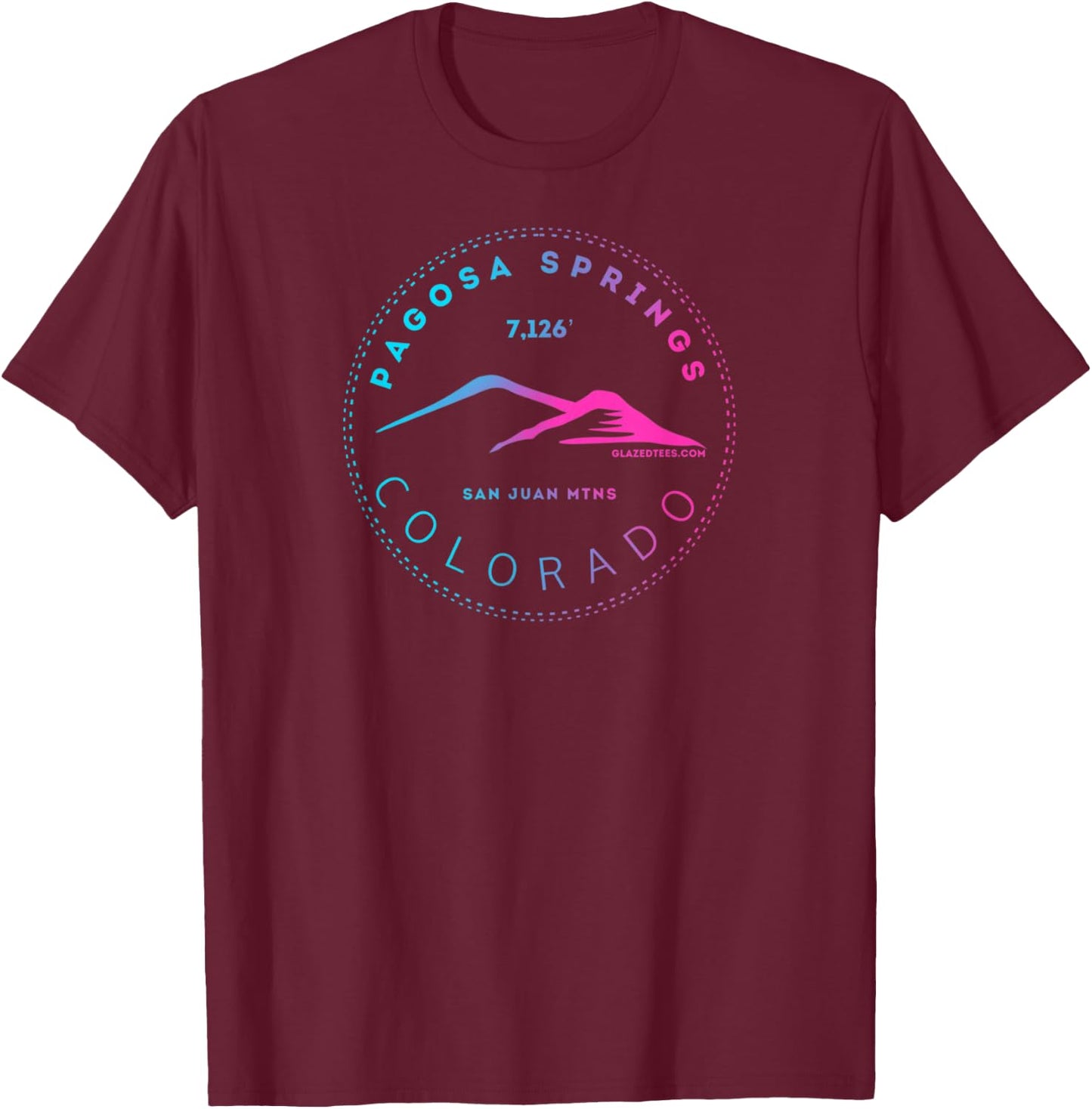 Pagosa Springs Colorado Mountain Town - Elevated Retro T-Shirt - T-Shirt | Maroon
