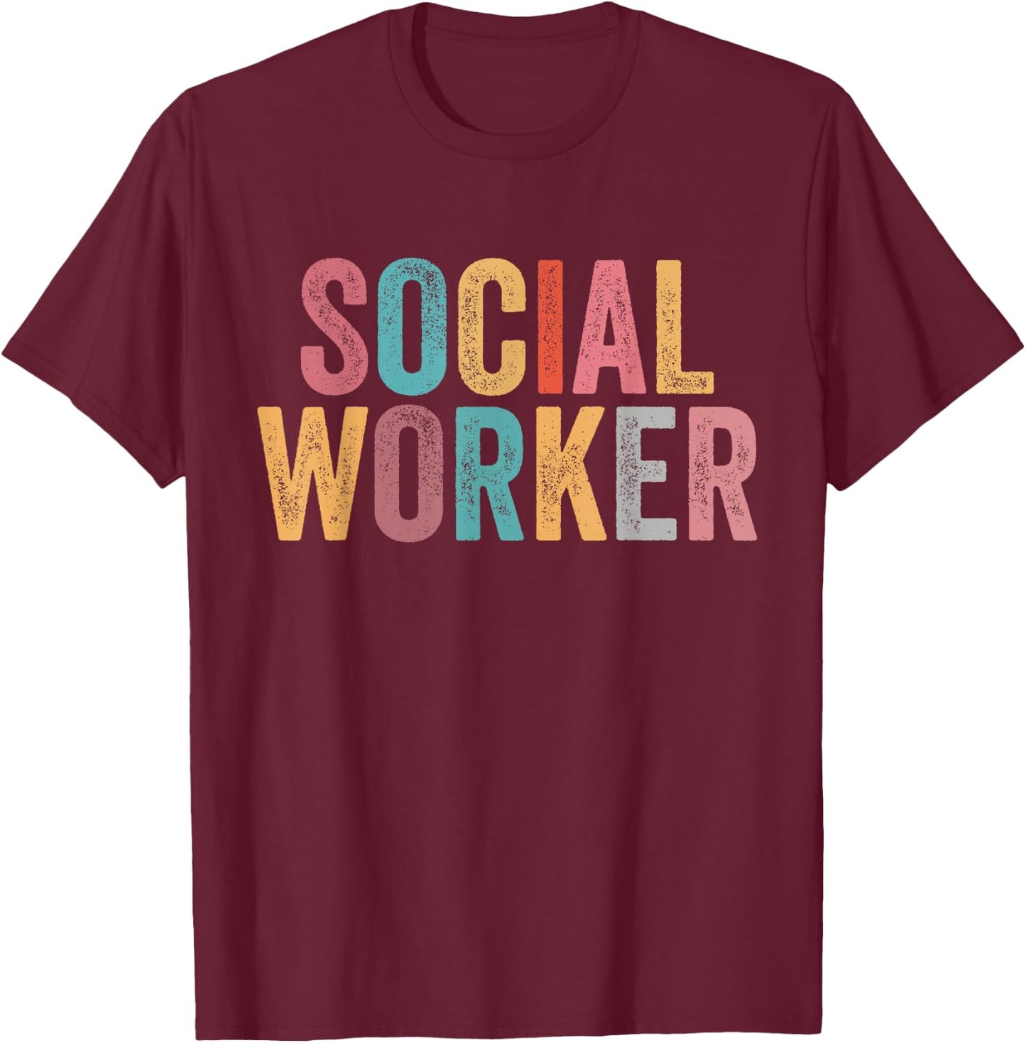 Social Worker Vintage School Social Worker T-Shirt - T-Shirt | Maroon