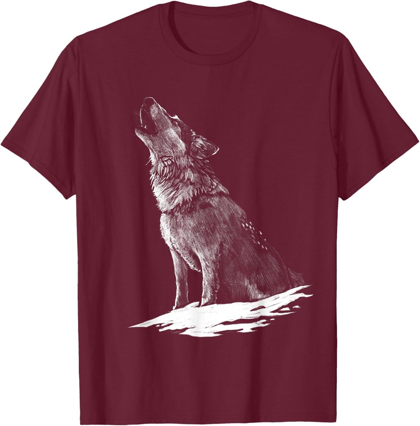 Wolf Animal Print Wolves Animal Motif Wolf T-Shirt - T-Shirt | Maroon