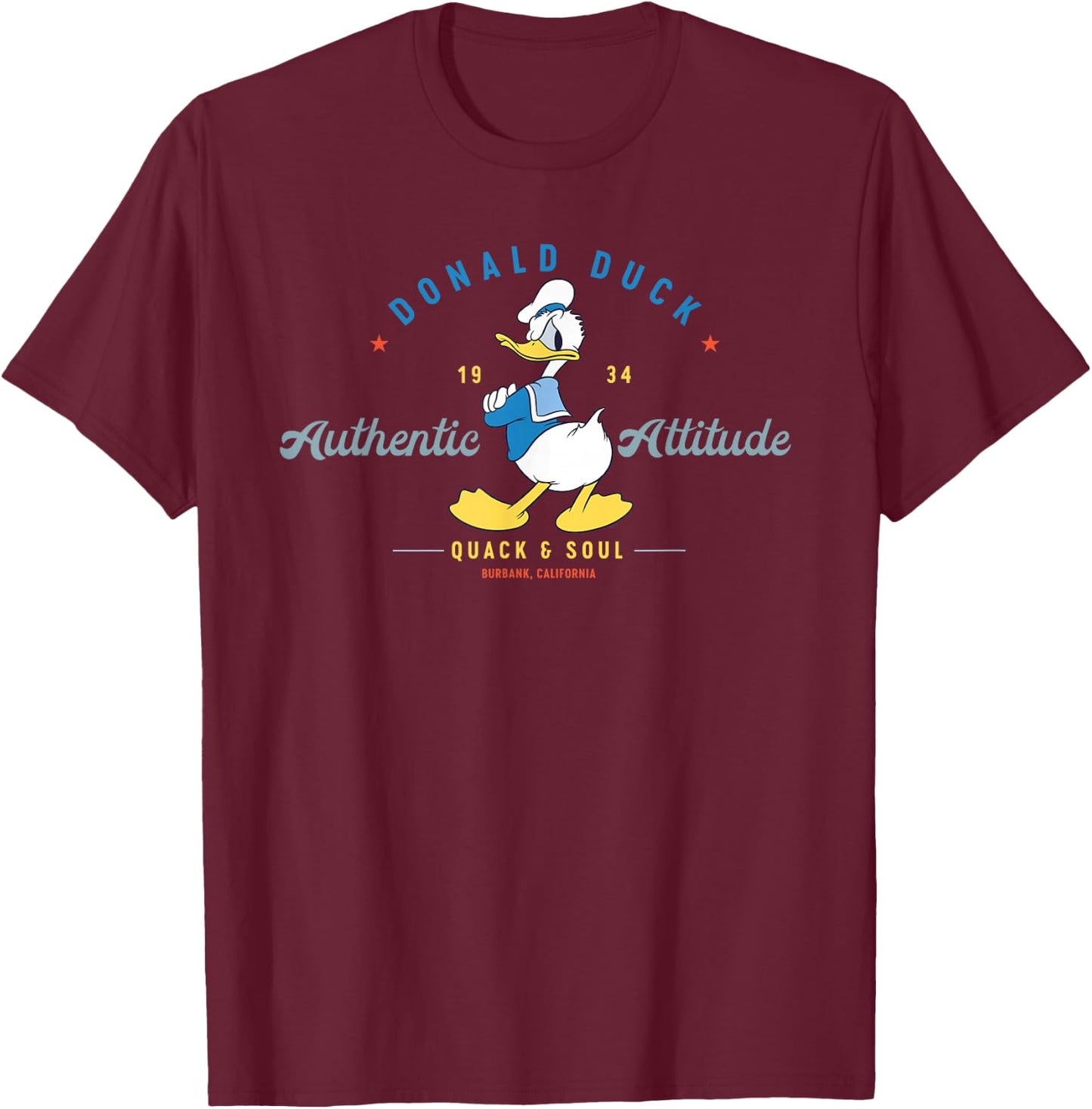 Disney Donald Duck Authentic Attitude Retro Vintage Small T-Shirt - T-Shirt | Maroon