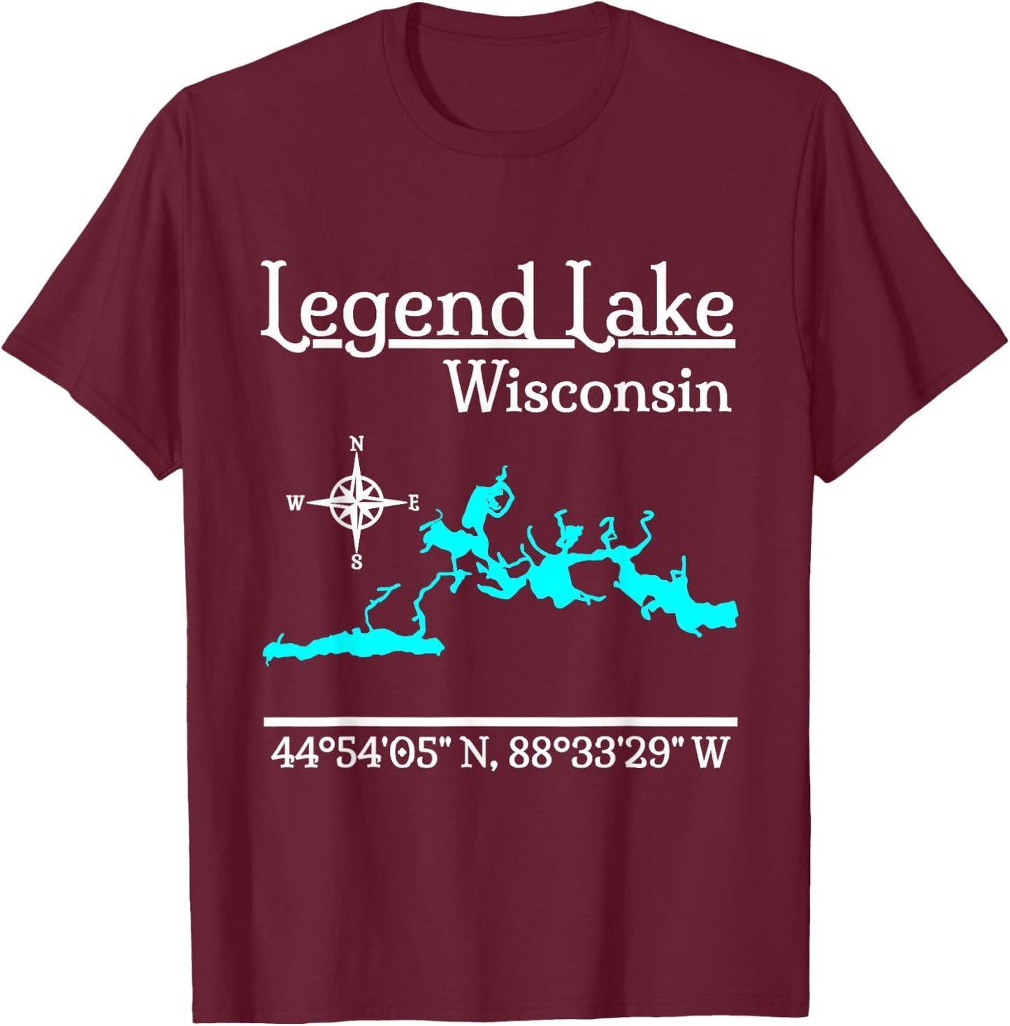 Legend Lake, Wisconsin T-Shirt - T-Shirt | Maroon