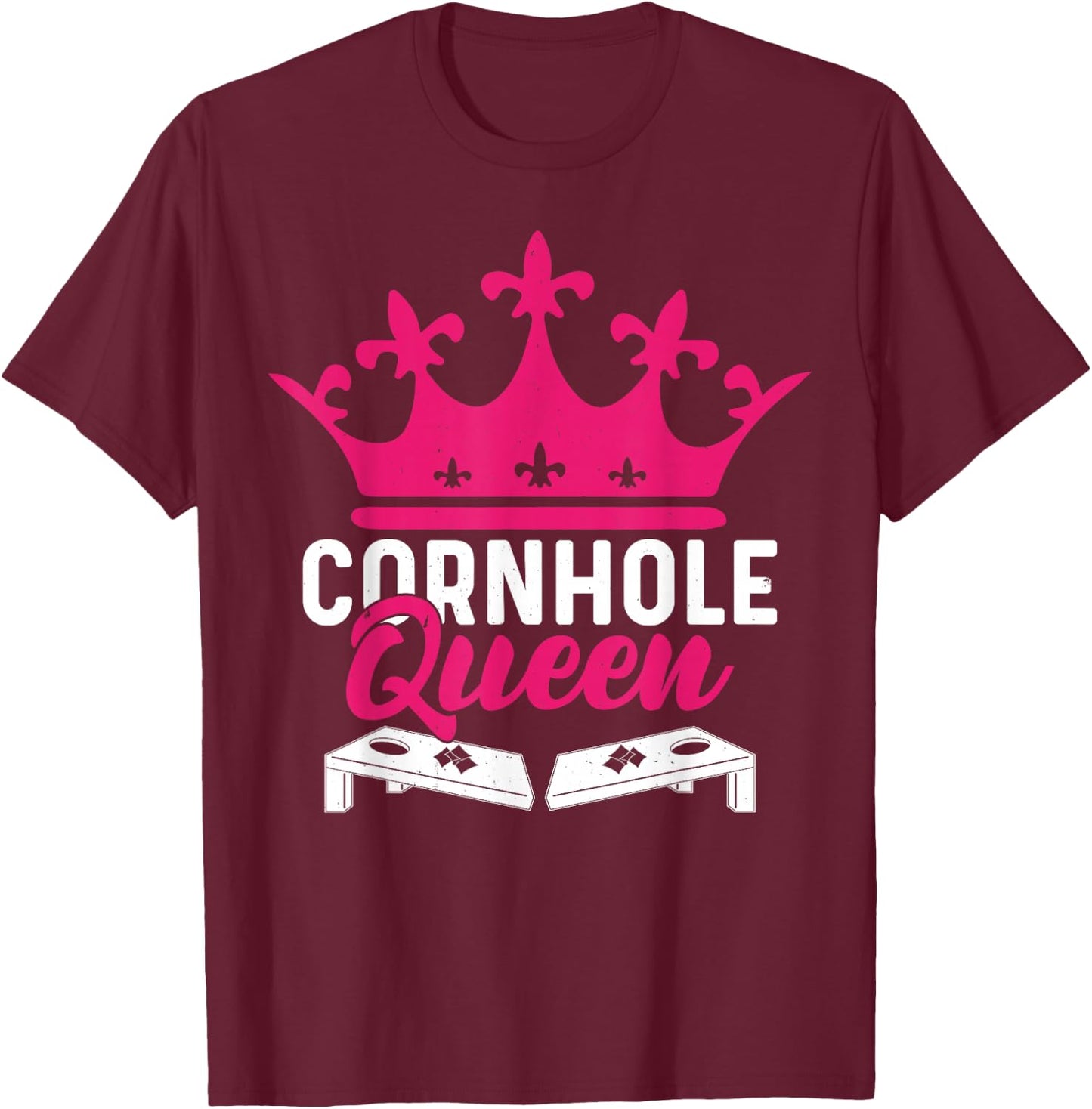 Cornhole Queen Funny Cornhole T-Shirt - T-Shirt | Maroon