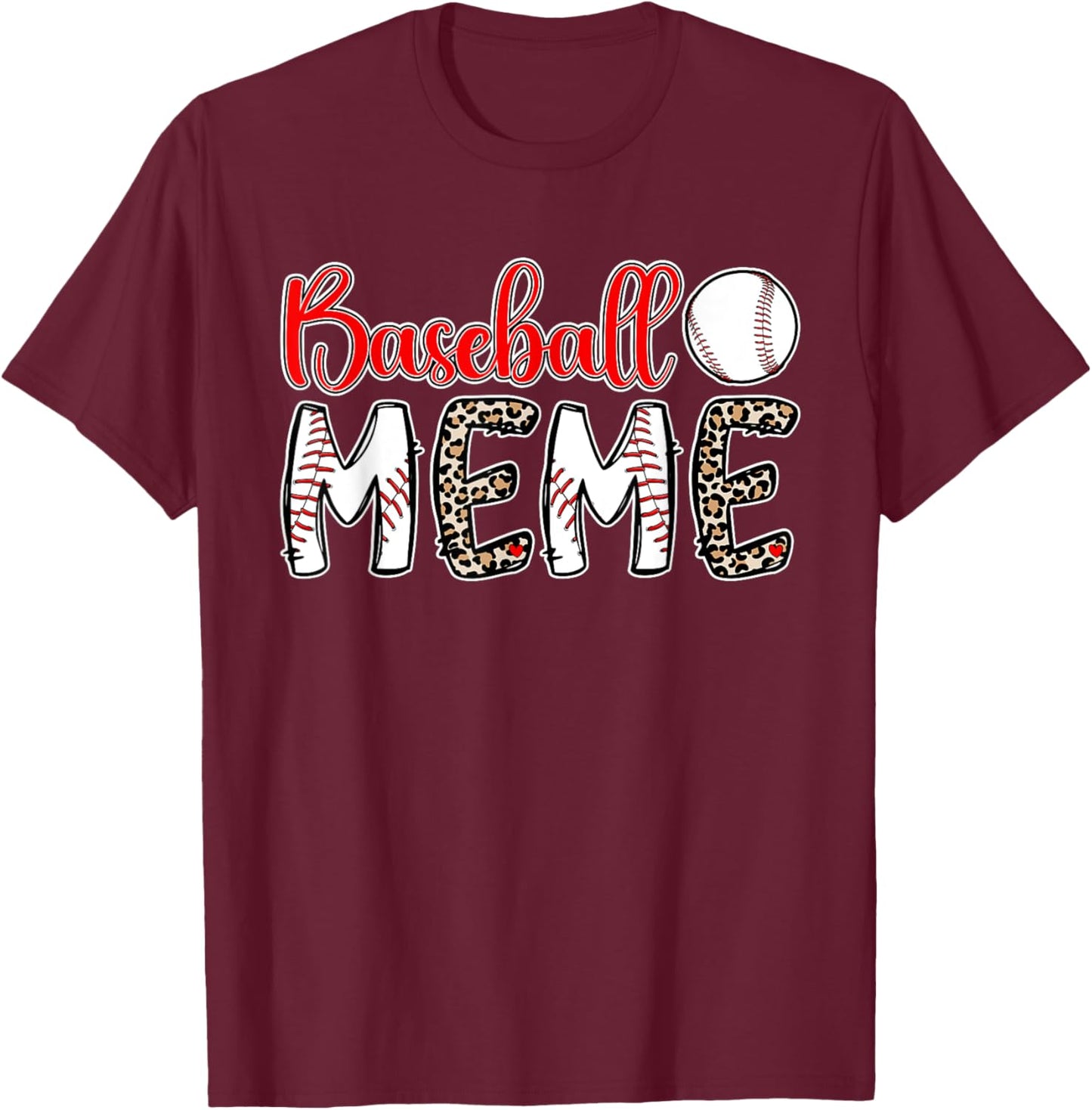 Proud Baseball Meme For Mother's Day Women's Baseball Meme Grandma Black Cotton 60% Polyester 40% Short Sleeve T-Shirt - T-Shirt | Maroon