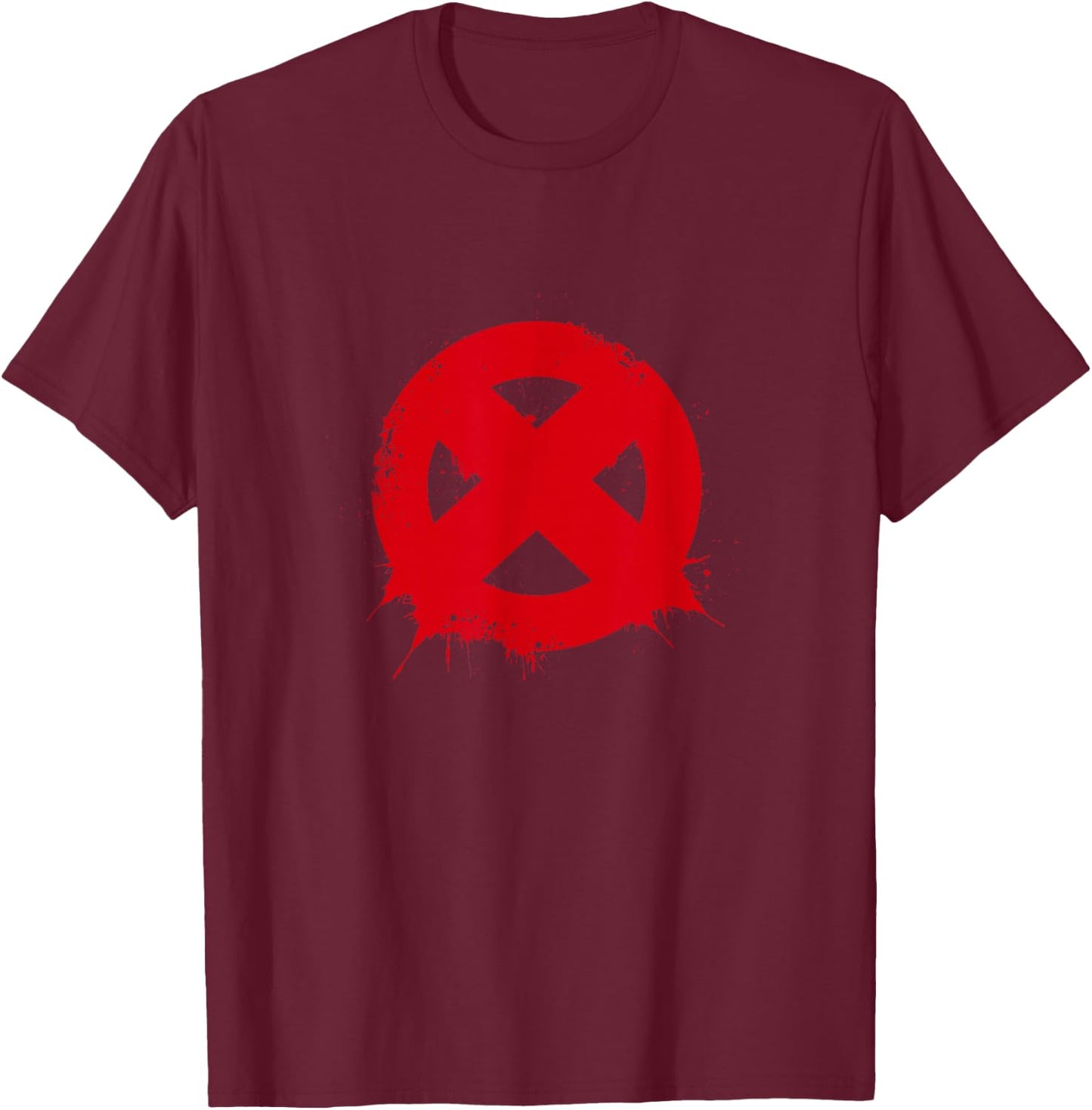 Marvel X-Men Blood Tainted Classic X Logo T-Shirt - T-Shirt | Maroon