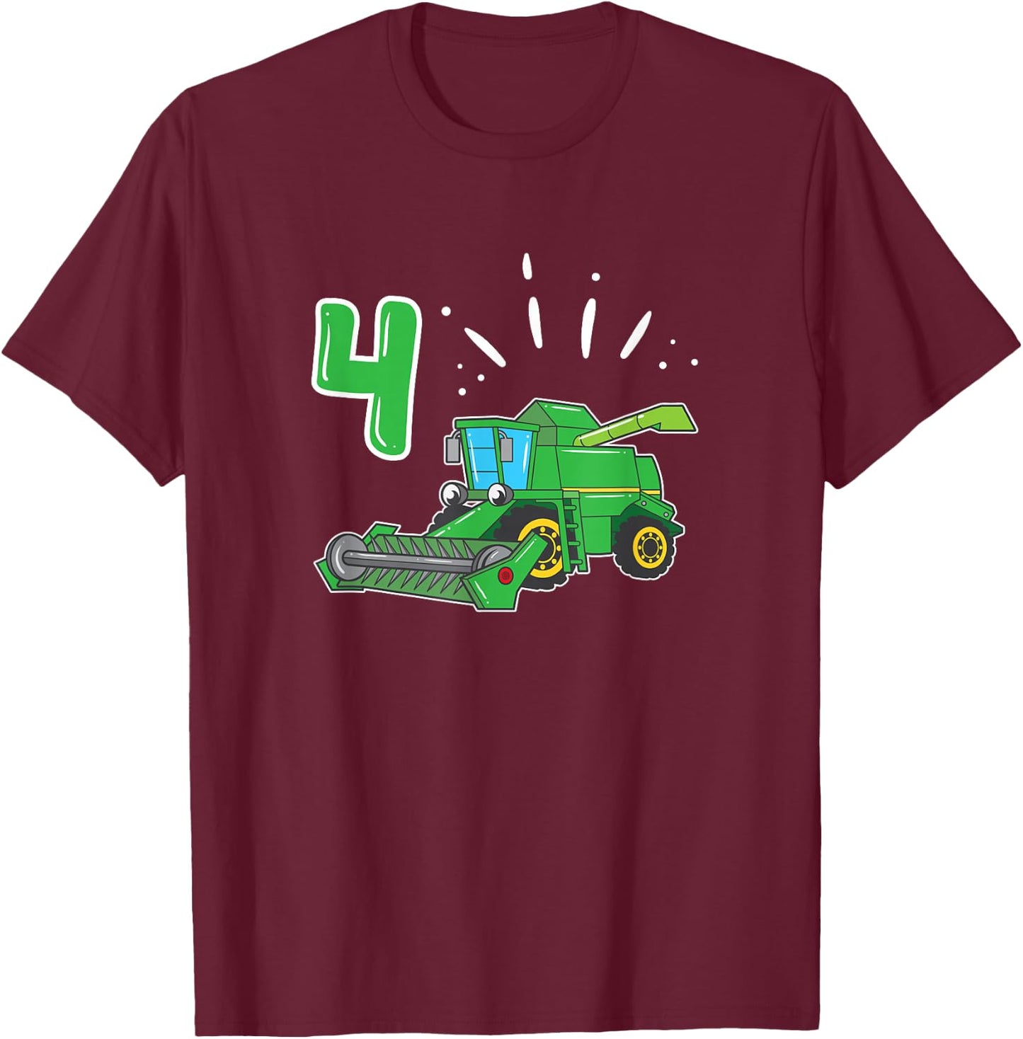 Farmers Farmer Combine Harvester 4 Years Children's Birthday T-Shirt - T-Shirt | Maroon