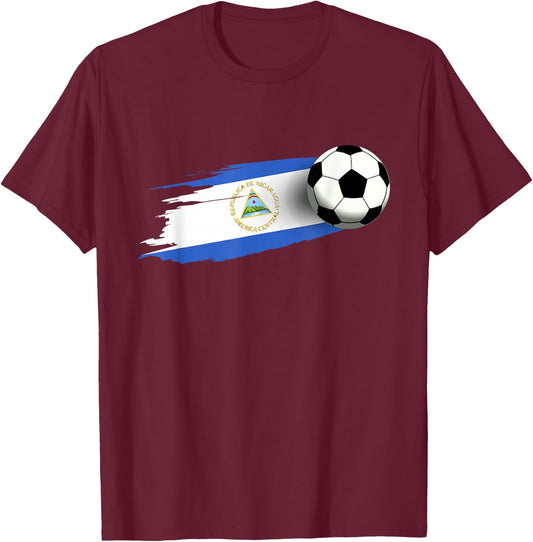 Nicaragua Flag Jersey Nicaraguan Soccer Team Nicaraguan T-Shirt - T-Shirt | Maroon