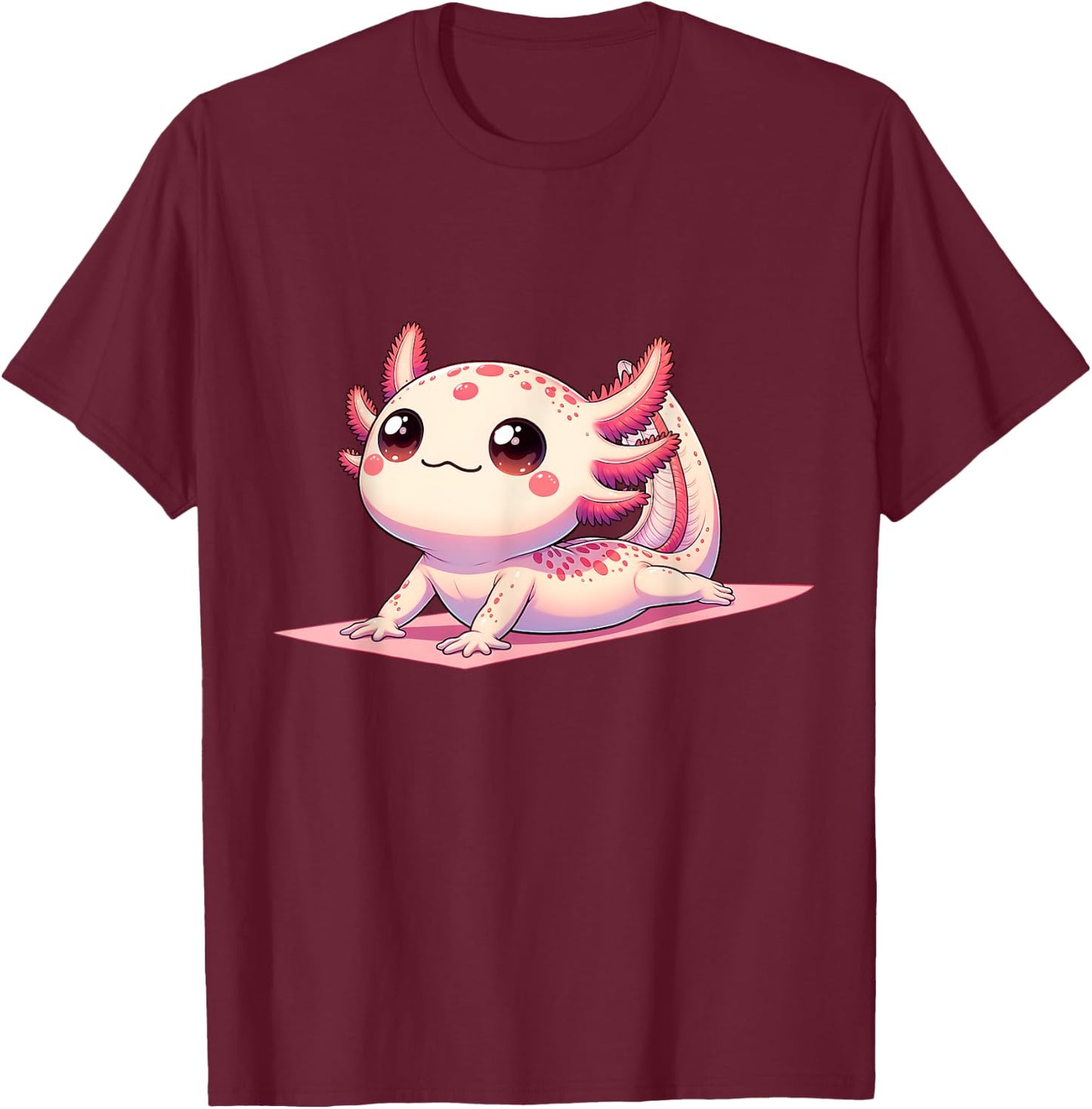Funny Yoga Meditating Spirituality Axolotl Meditaion T-Shirt - T-Shirt | Maroon
