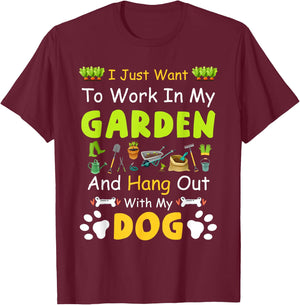 Hang Out With My dog Funny Gardening Dog Lovers - Black, -Adults & Kids, Short Sleeve, Classic Fit, Cotton, Polyester, Small T-Shirt - T-Shirt | Maroon