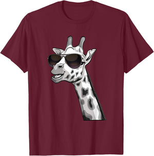 Cool Giraffe Art Women Kids Animal Lover African Zoo T-Shirt - T-Shirt | Maroon