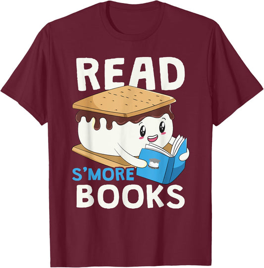 Read S'more Books Camping Bookworm Boy Cute Librarian Smores T-Shirt - T-Shirt | Maroon