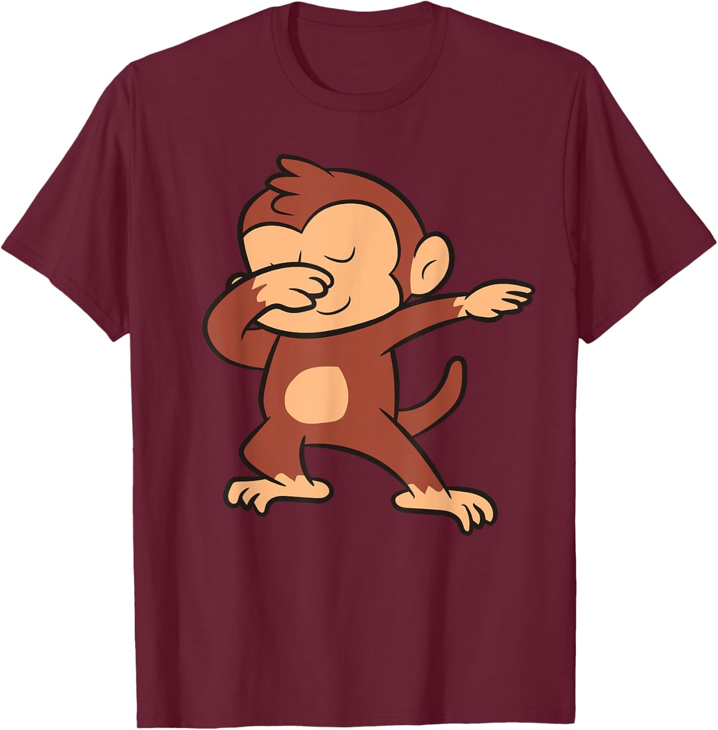 Dabbing Monkey Dancing Cute Ape Monkey T-Shirt - T-Shirt | Maroon