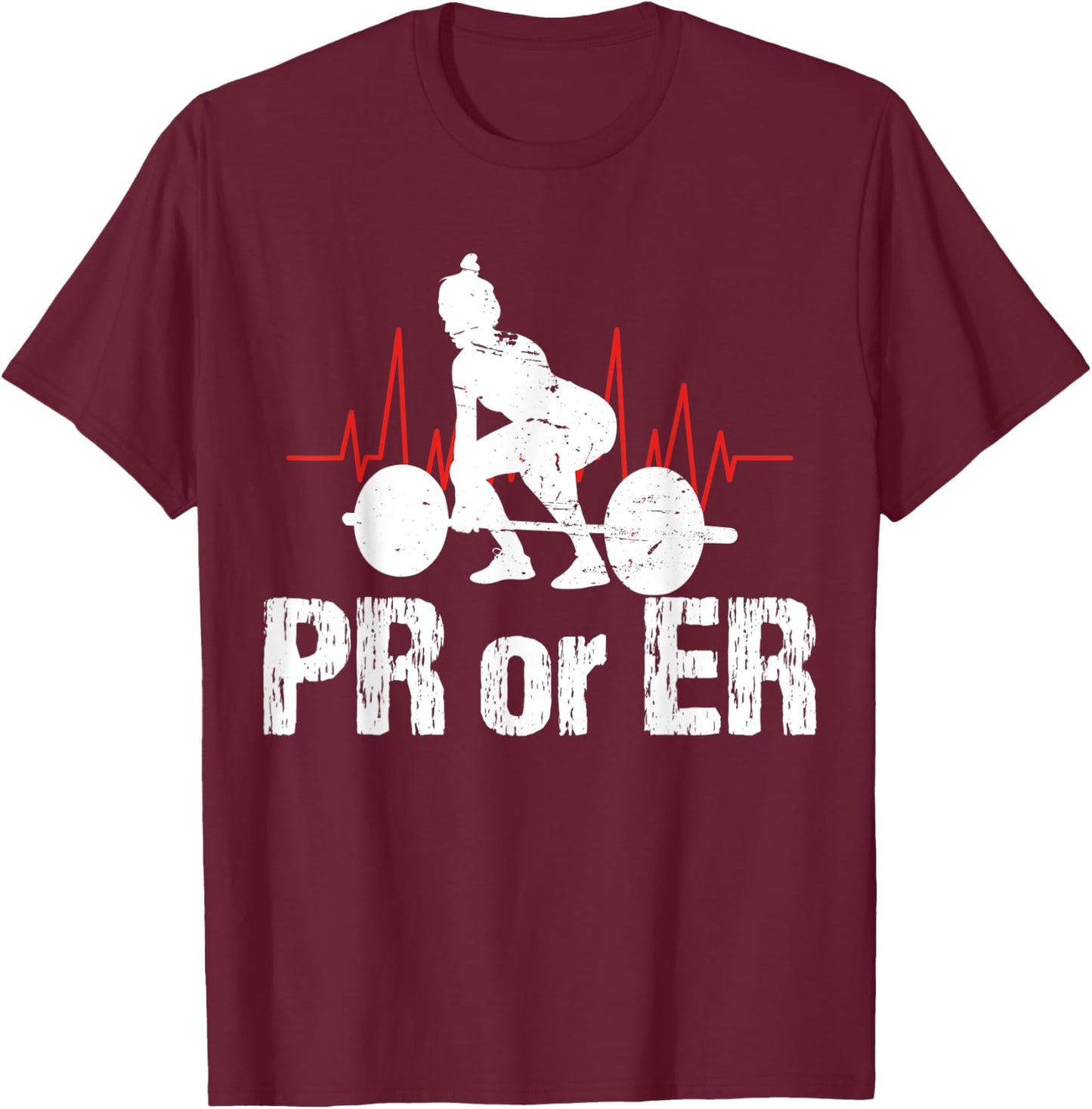PR Or ER Funny Weightlifting Bodybuilding Apparel Vintage T-Shirt - T-Shirt | Maroon