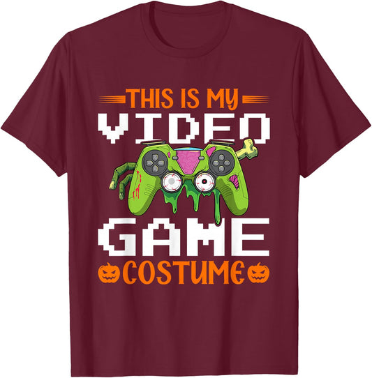 This Is My Video Game Costume, Halloween Gaming Zombie T-Shirt - T-Shirt | Maroon