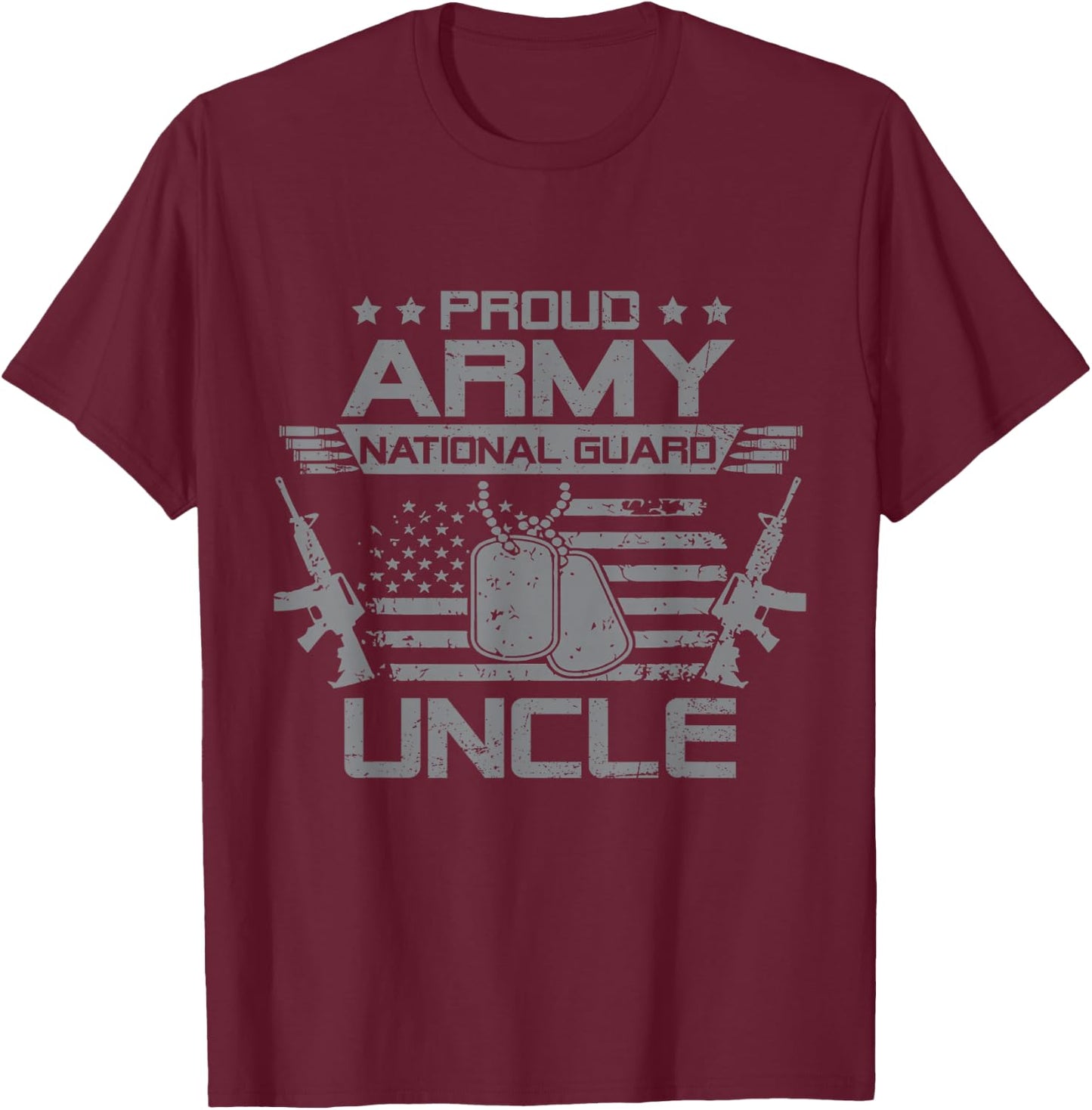 Proud Army National Guard Uncle Flag USA Military Veteran T-Shirt - T-Shirt | Maroon