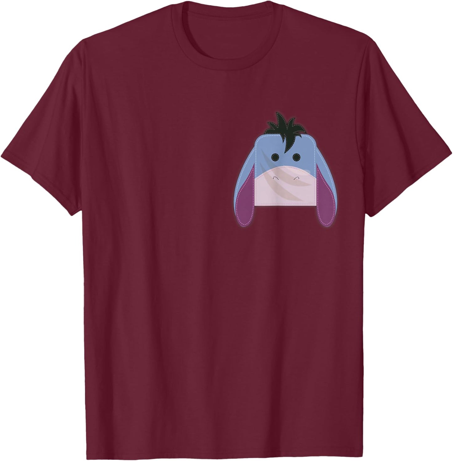 Disney Winnie The Pooh Eeyore Small Block Character Pocket T-Shirt - T-Shirt | Maroon