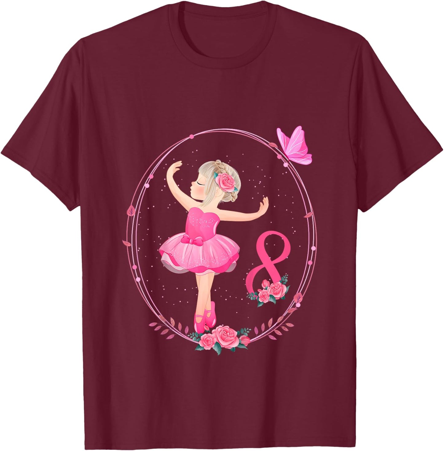 8th Birthday Ballerina in Tutu Girl Ballet 8 Years T-Shirt - T-Shirt | Maroon
