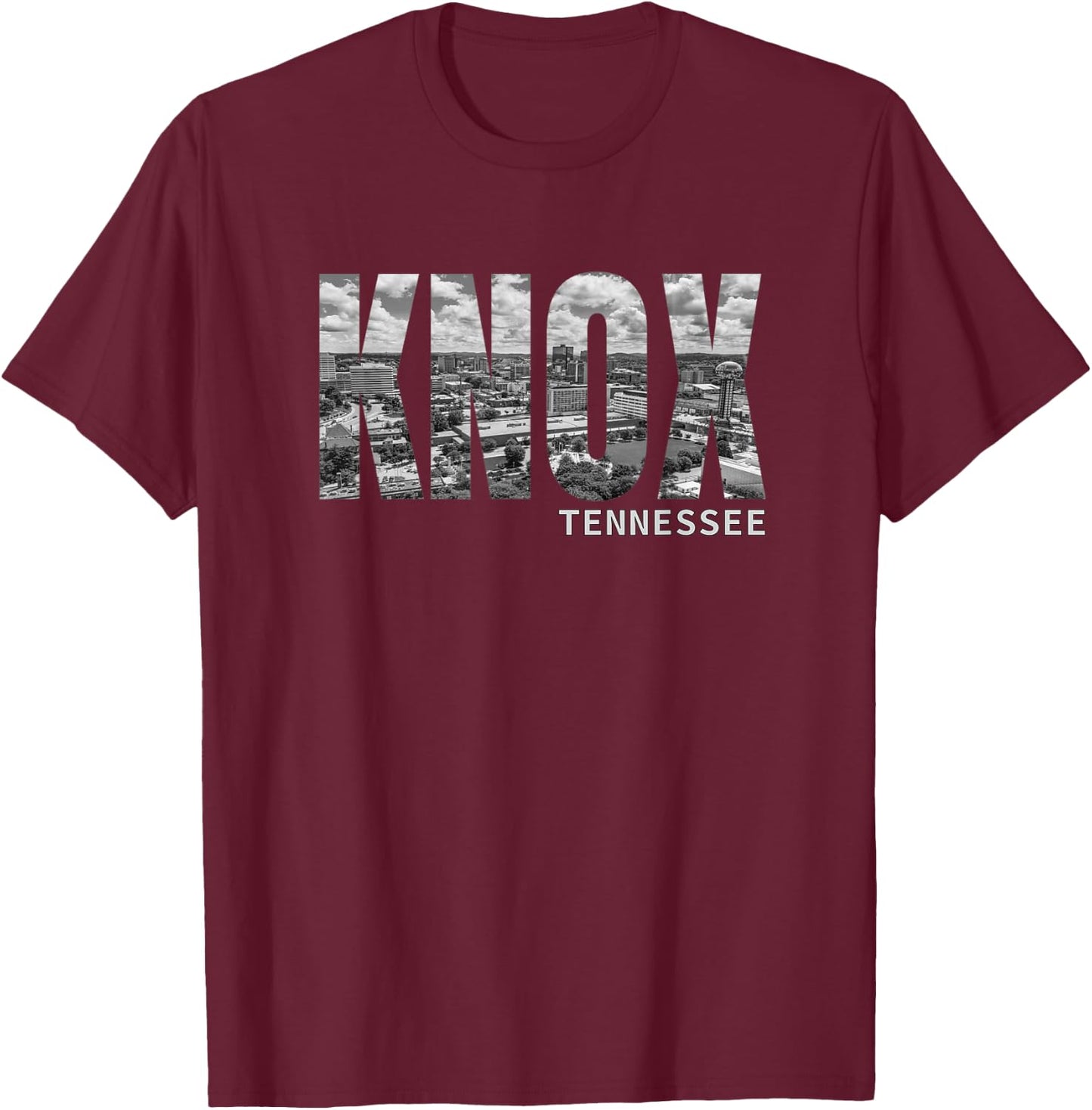 Downtown Knox TN Knoxville Tennessee Skyline Art Souvenir T-Shirt - T-Shirt | Maroon