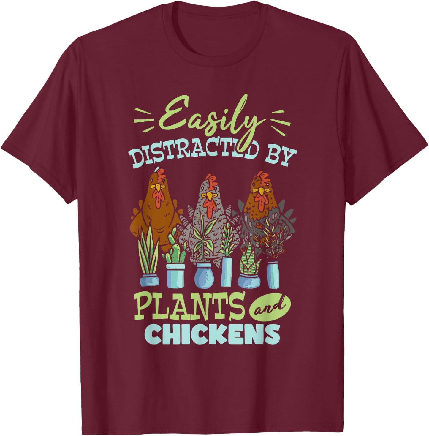 Cute Farming Gardening Plants Plant Garden Chicken T-Shirt - T-Shirt | Maroon