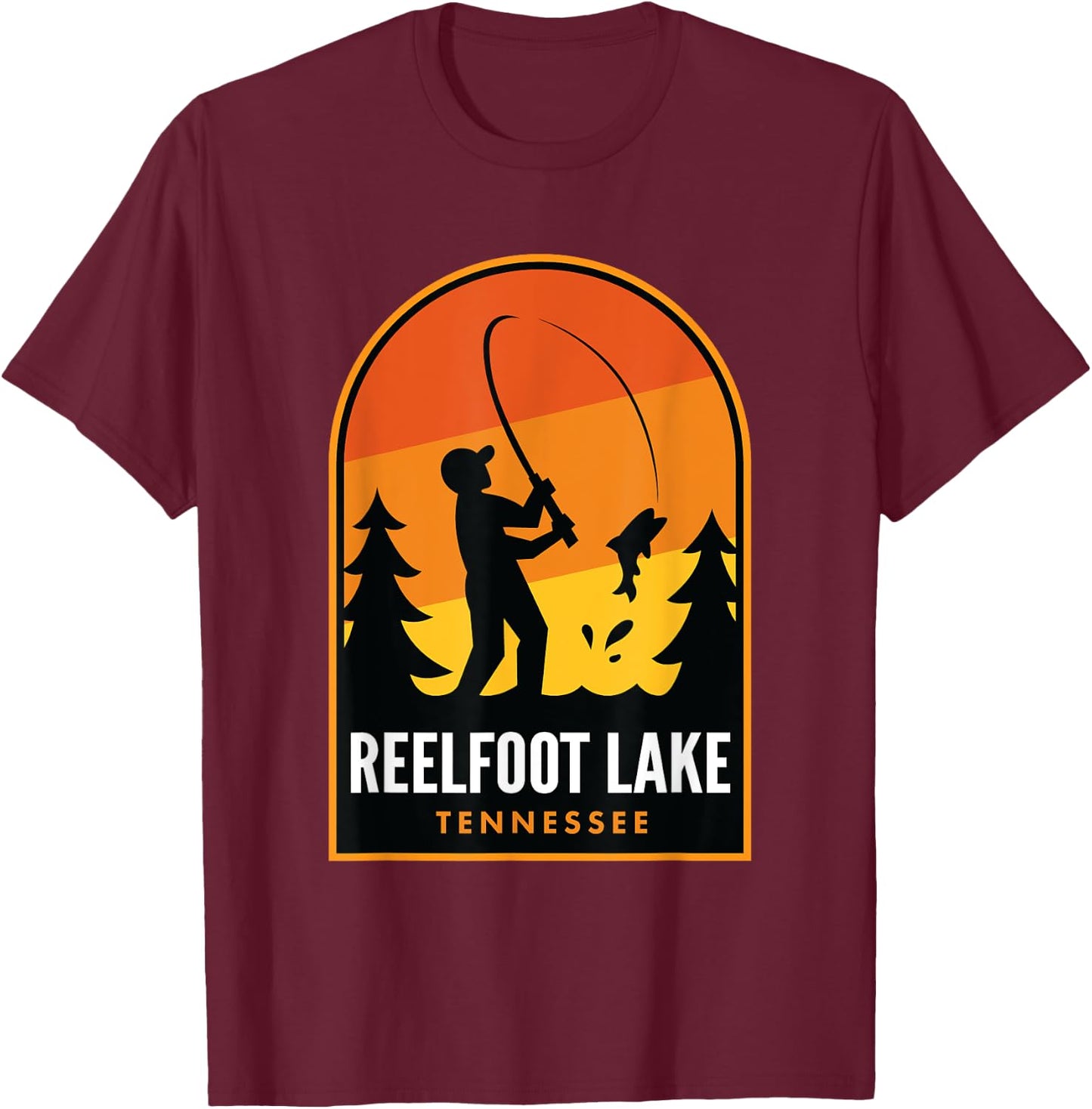Reelfoot Lake Tennessee Fishing T-Shirt - T-Shirt | Maroon
