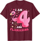 I Am 4 And Flamazing Flamingo Birthday 4th Bday Party T-Shirt - T-Shirt | Maroon