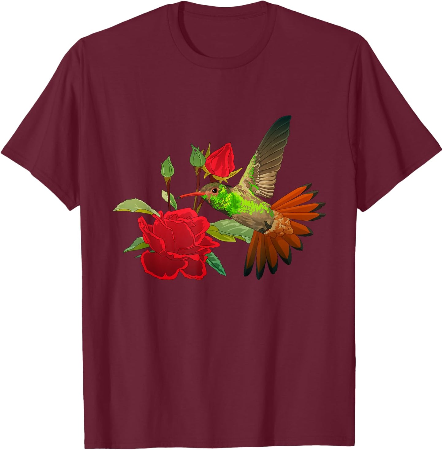 Hummingbird with flower T-Shirt - T-Shirt | Maroon