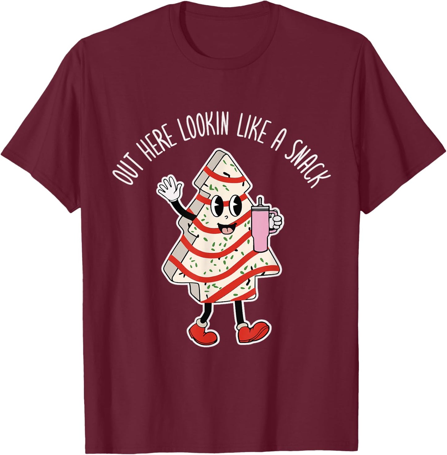 Out Here Looking Like A Snack Groovy Boo Jee Christmas Tree T-Shirt - T-Shirt | Maroon