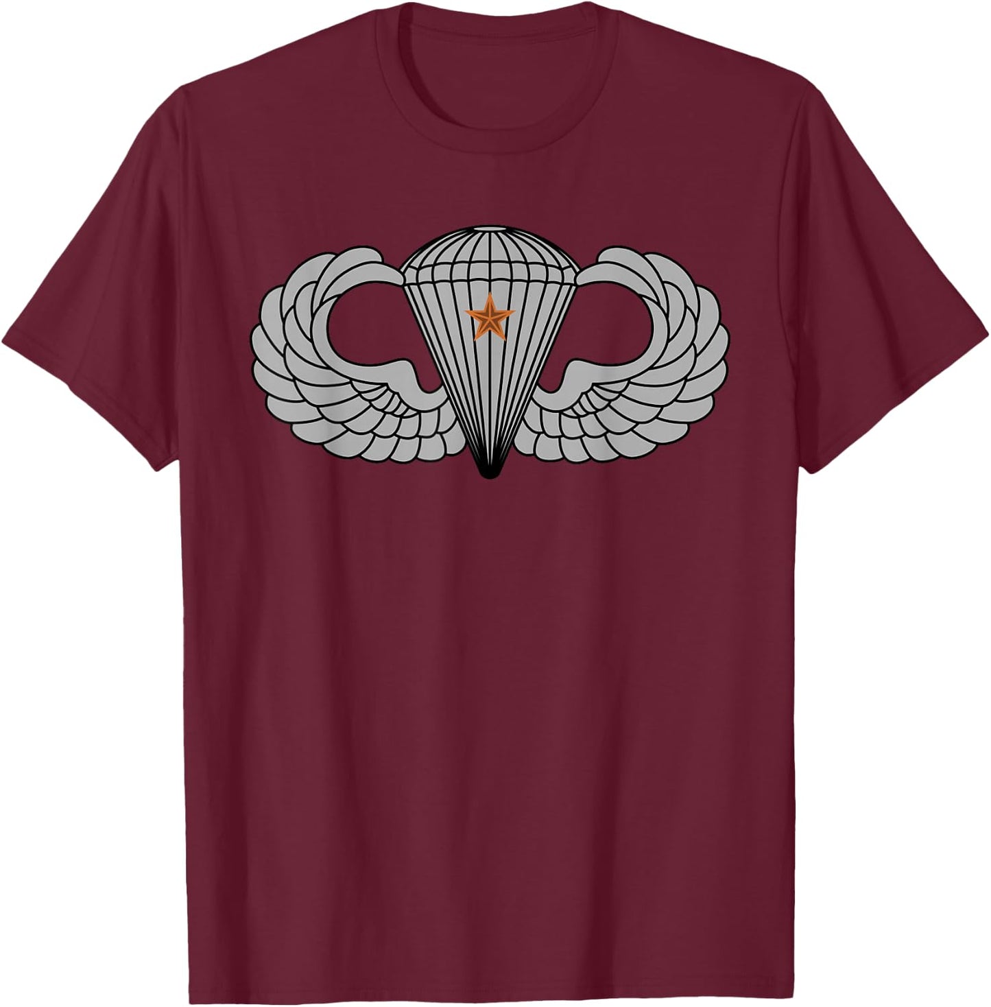 US Army Parachutist Badge Combat Star - Airborne Jump Wings T-Shirt - T-Shirt | Maroon