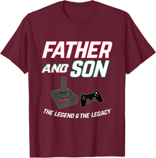 Father nd Son matching outfit Gamer video gaming Fathers day T-Shirt - T-Shirt | Maroon