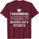 I Survived My Moms Bachelors Degree Graduation Graduate T-Shirt - T-Shirt | Maroon