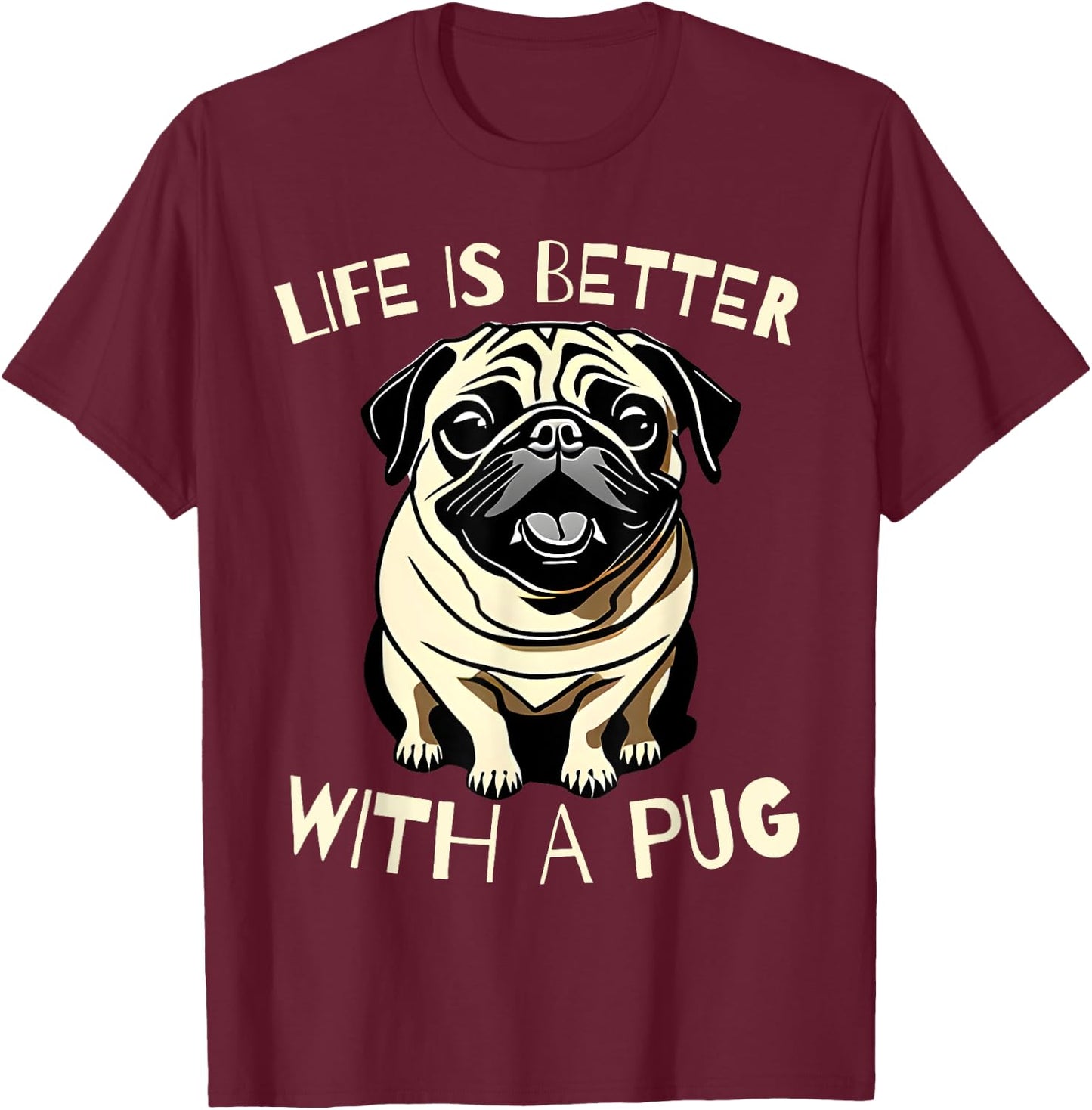 Pug Dog Lover Funny Pug Owner Men Kids Cute T-Shirt - T-Shirt | Maroon