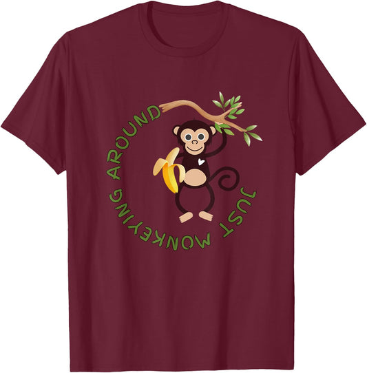 Monkey Oliver Learning Tree, Just Monkeying Around T-Shirt - T-Shirt | Maroon