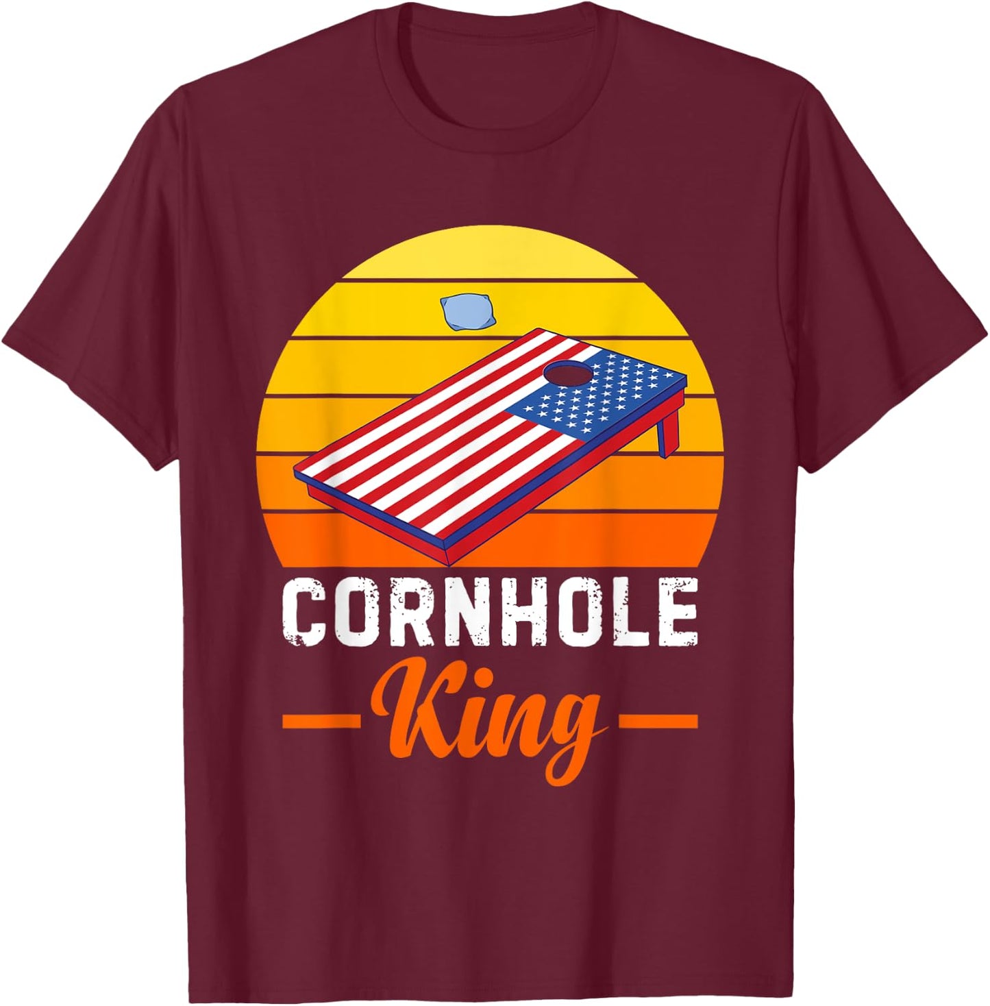 Funny Cornhole King Bean Bags T-Shirt - T-Shirt | Maroon