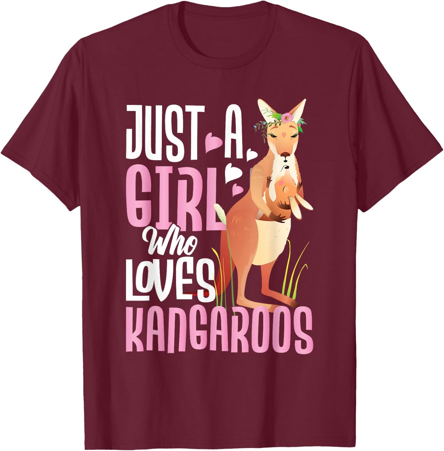 Just A Girl Who Loves Kangaroos - Australian Animal Lover T-Shirt - T-Shirt | Maroon